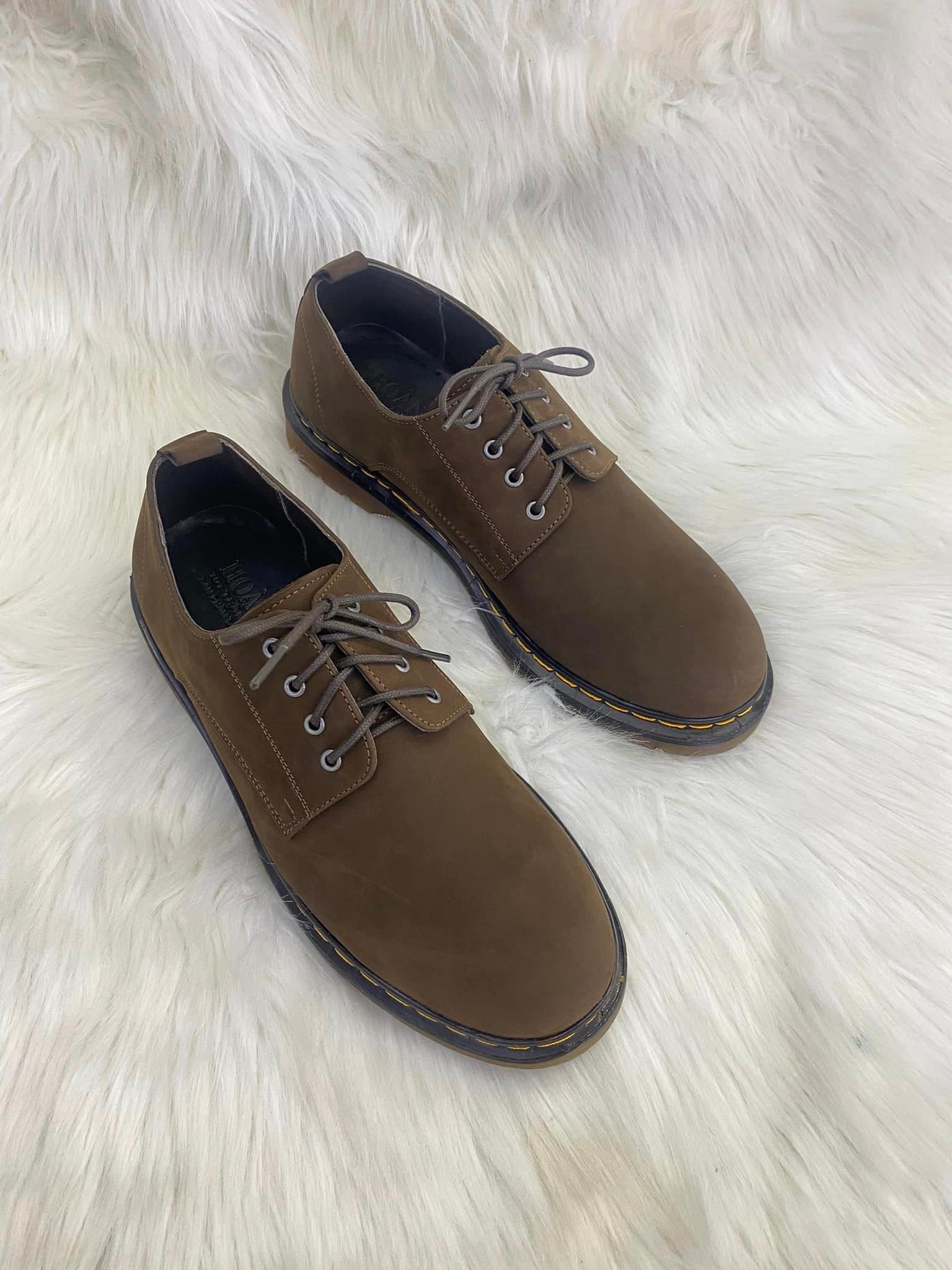 Giày Derby Khaki Đường Viền Nổi