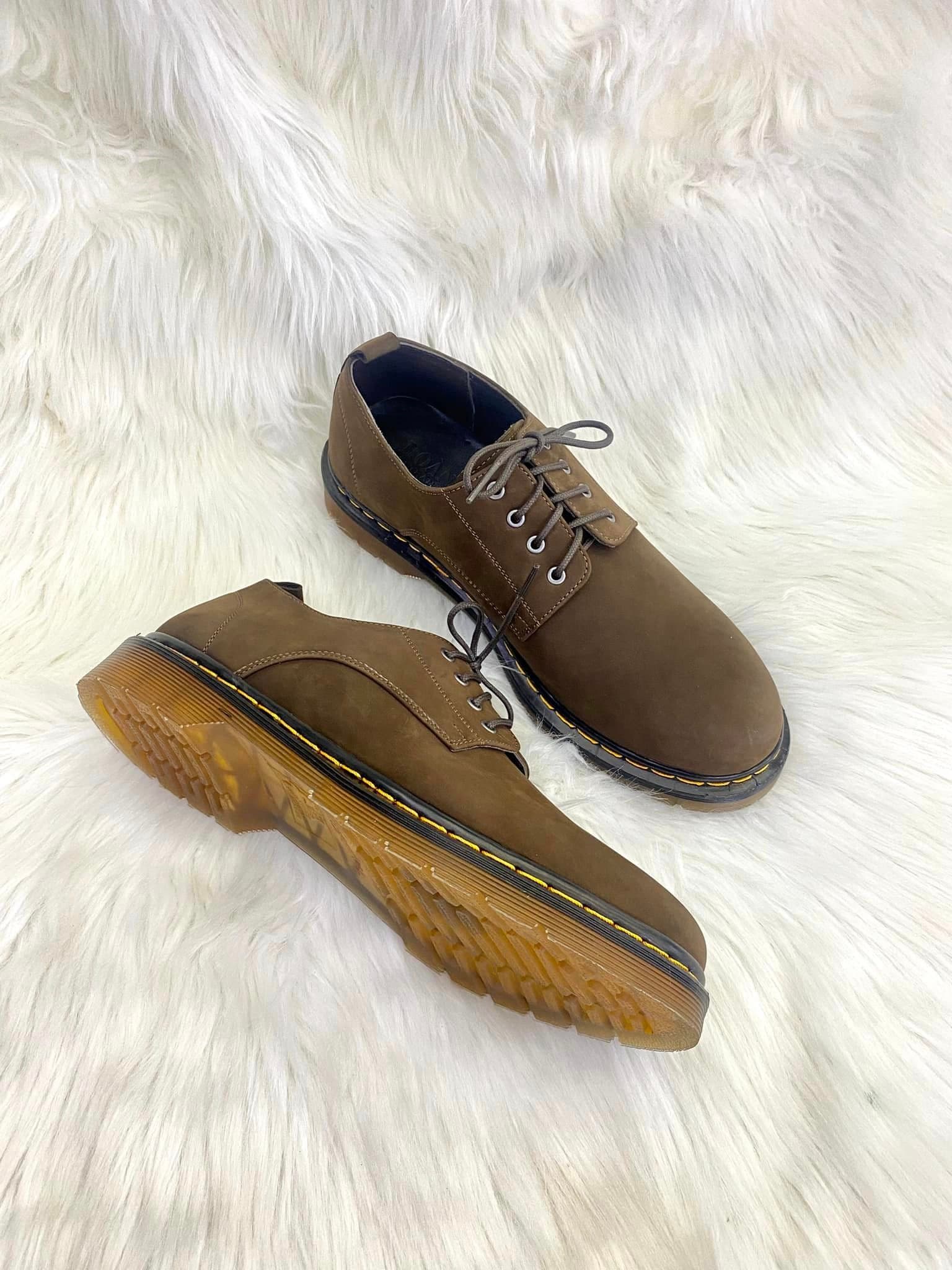 Giày Derby Khaki Đường Viền Nổi