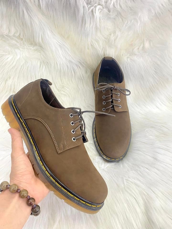 Giày Derby Khaki Đường Viền Nổi